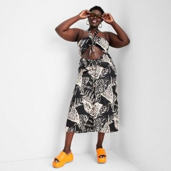 Women's Botanical Tie-Front Flowy Midi Skirt - Future Collective with Alani - Picture 2 of 2